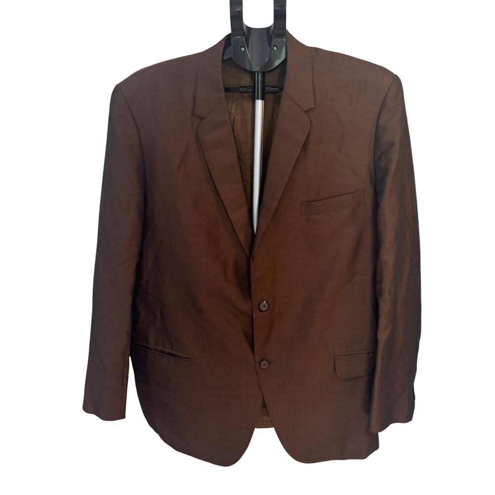 VNTG 60s Custom Bespoke Hong Kong Suit Jacket Distressed Brown Silk Blend Ranees
